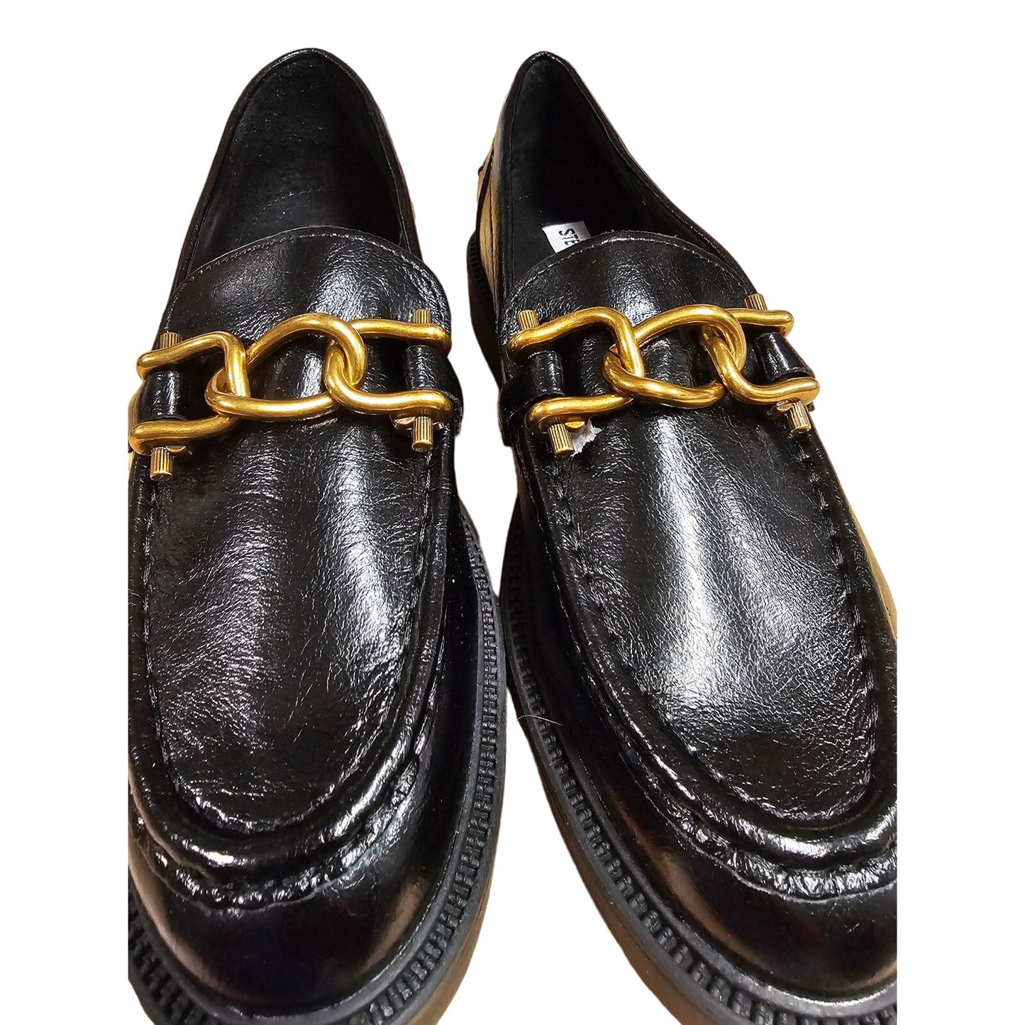 NWOB Black Leather Steve Madden Kalon Loafers with bit accents size 9