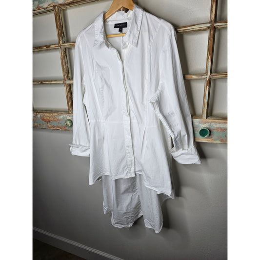 Lane Bryant White Extreme Peplum Tunic Shirt Ladies size 26