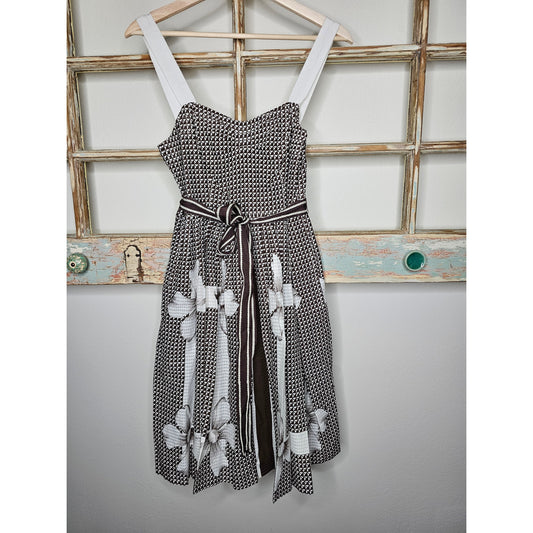 Anthropologie Edme & Esylite's Annona Dress Brown/White Bow Dress size 2