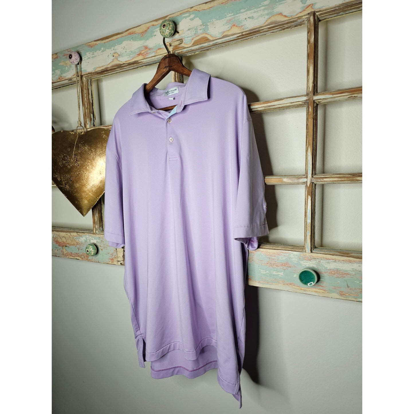 Peter Millar Hales Performance Jersey Polo Summer Comfort pink/blue striped Size XL