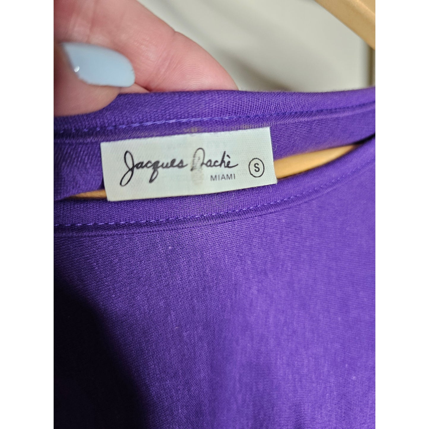 Vintage 80's Oversize Slouchy Shirt Batwing Purple Glitter Graphic Sz. small