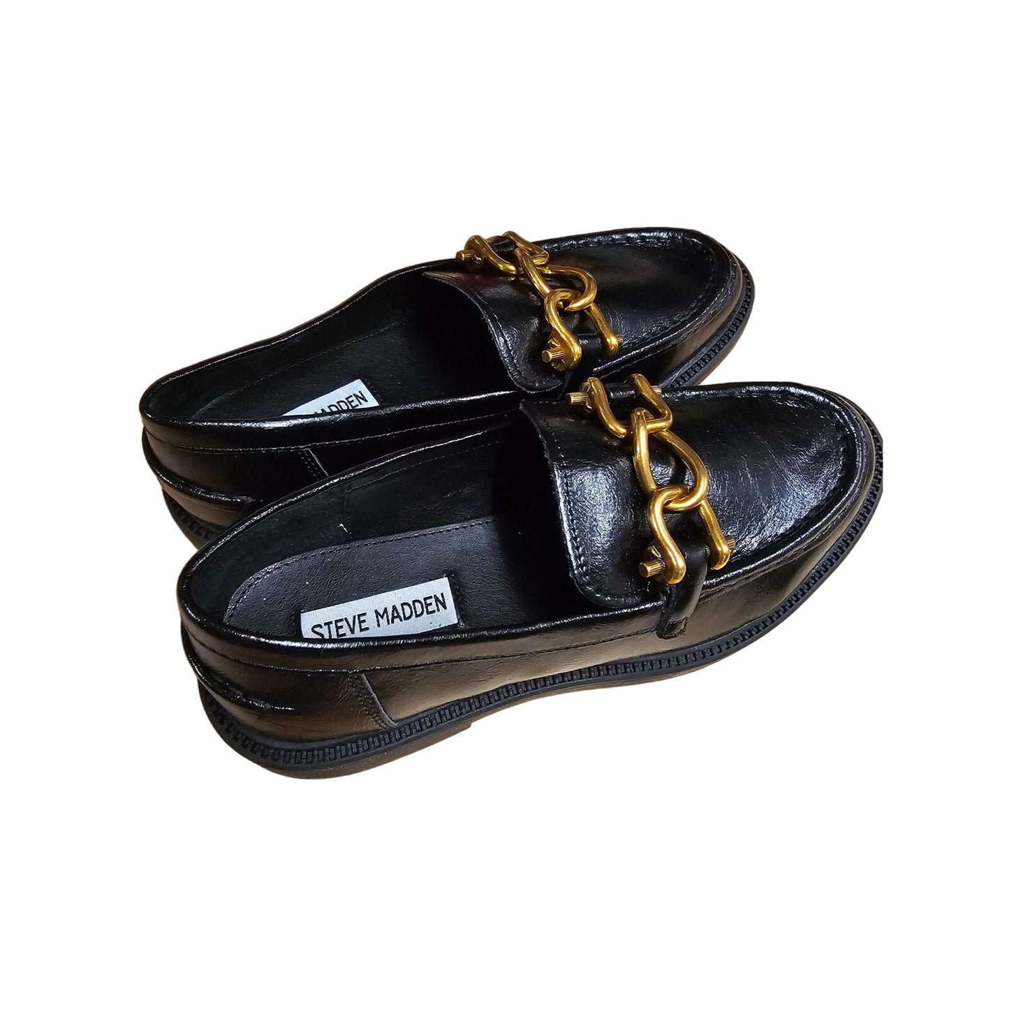 NWOB Black Leather Steve Madden Kalon Loafers with bit accents size 9