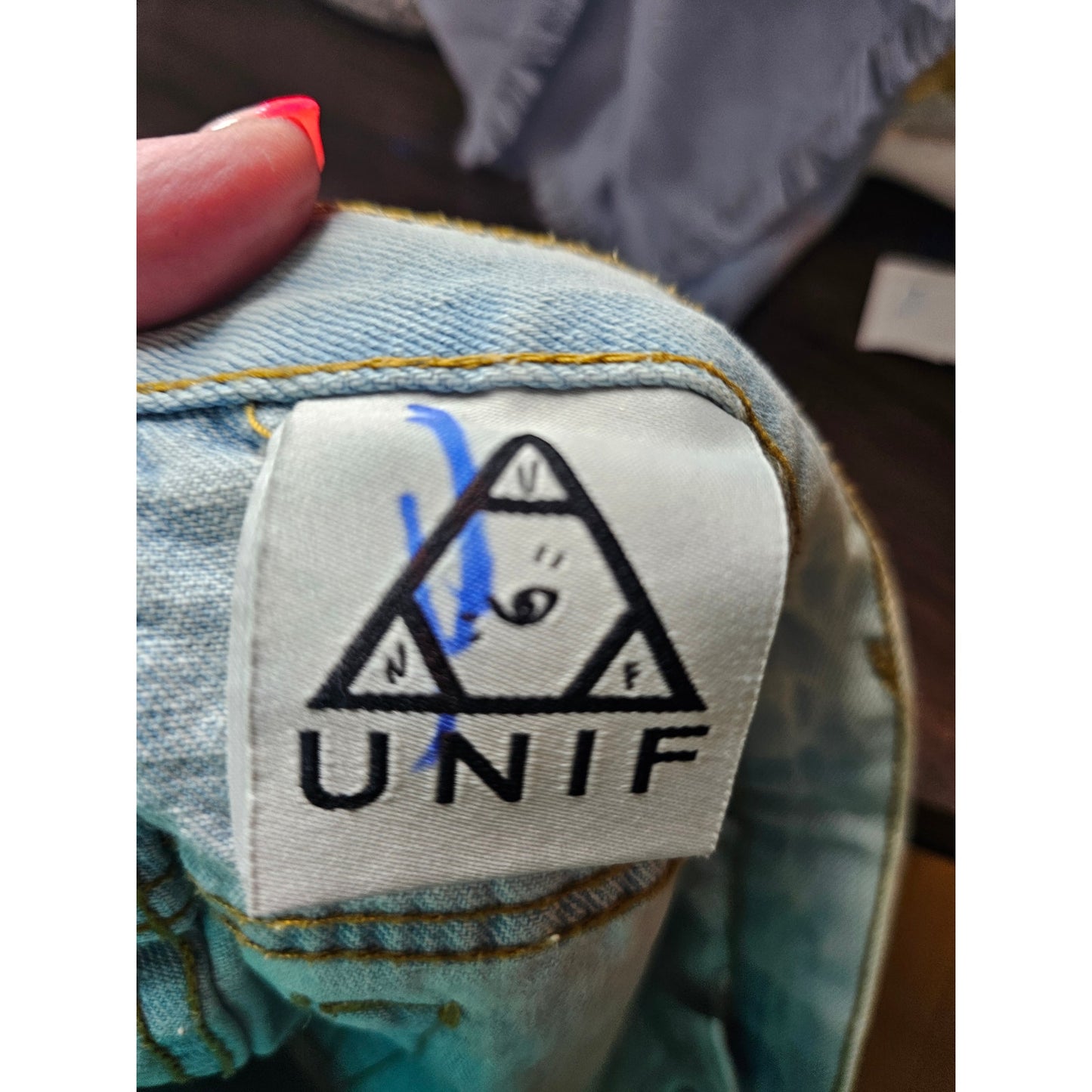 UNIF Light Wash Raw Hem Distressed Jean Denim Ladies size 29