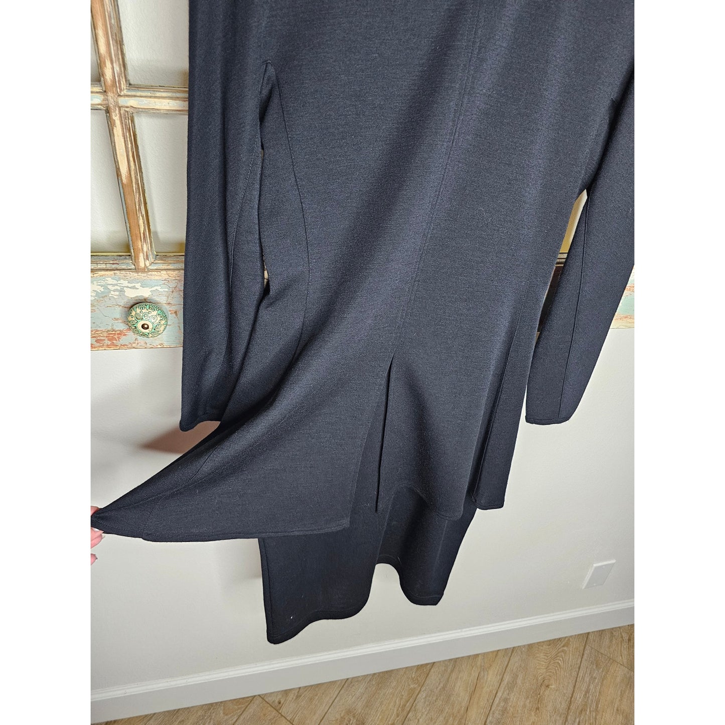 Vintage Adrienne Vittadini Black Wool Dress Ladies size Small