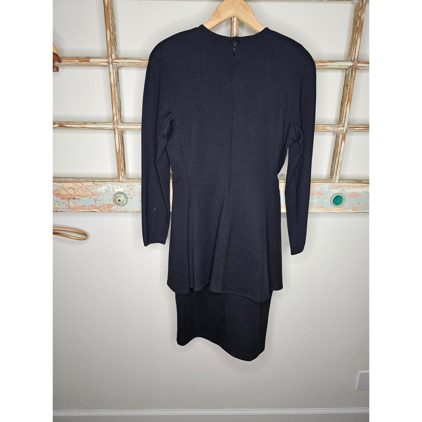 Vintage Adrienne Vittadini Black Wool Dress Ladies size Small