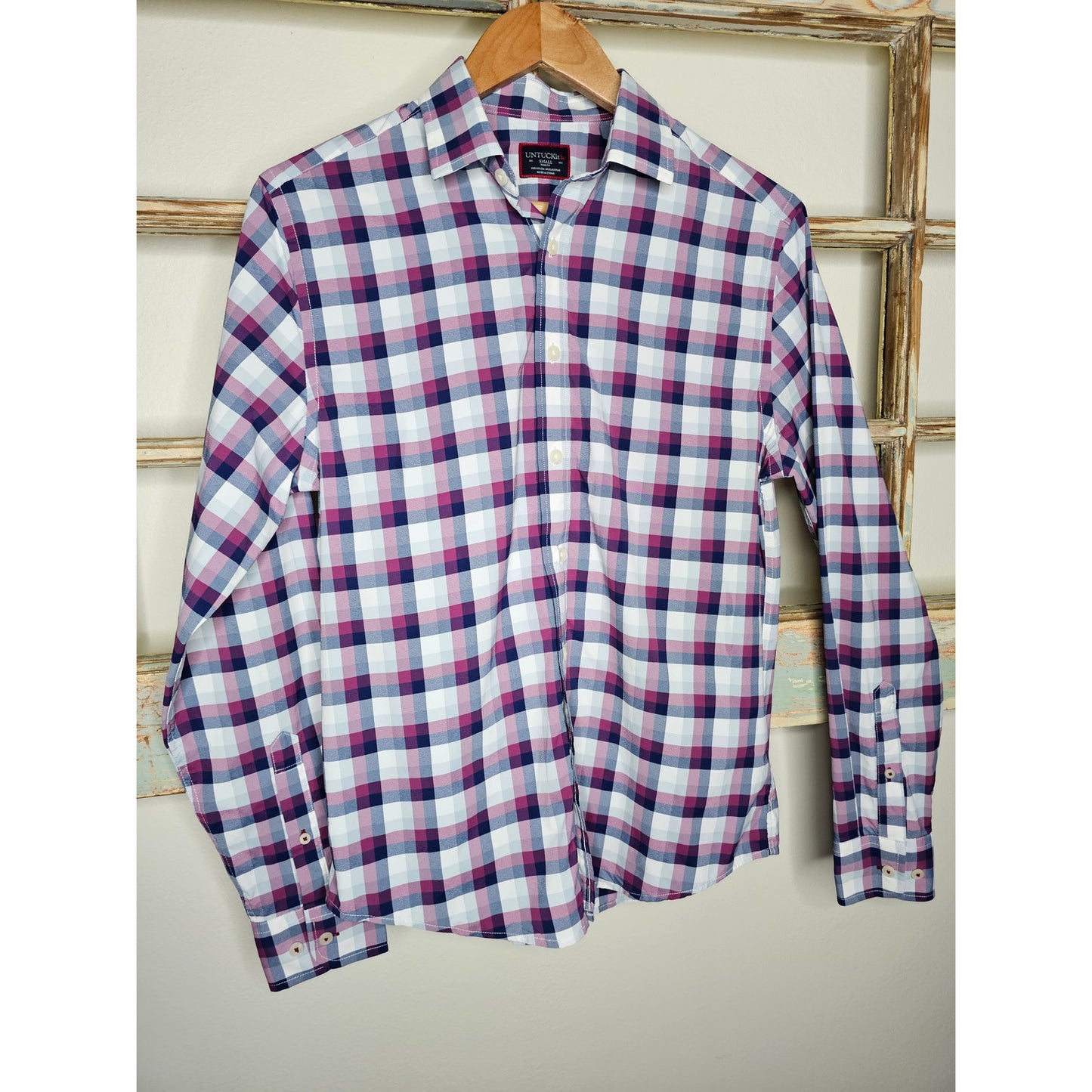 Untuckit Slim Fit Longsleeve Gingham Button Up Men's Size Small