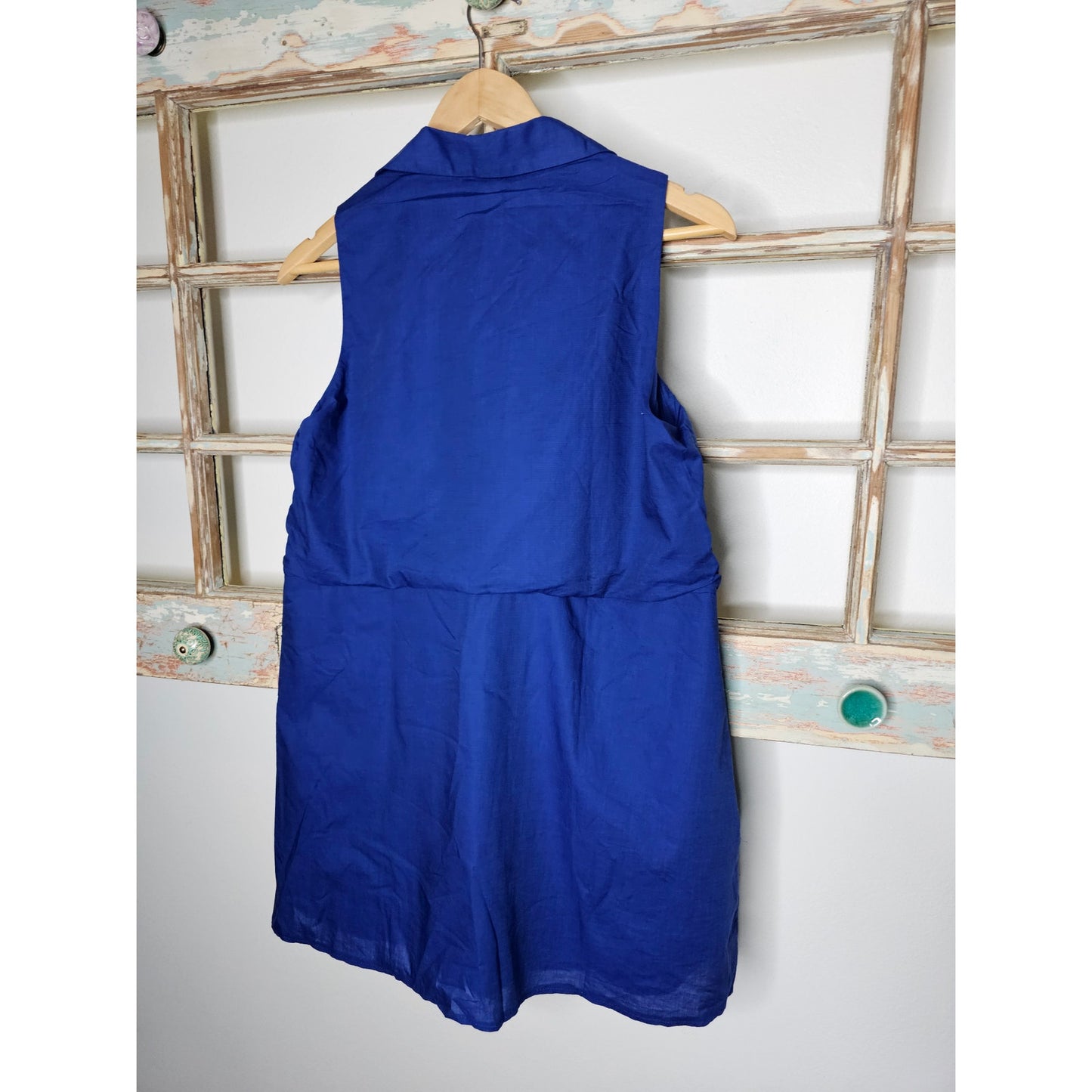 Zara Womens Sleeveless Collared Pullover Dress Pockets Blue Size Small