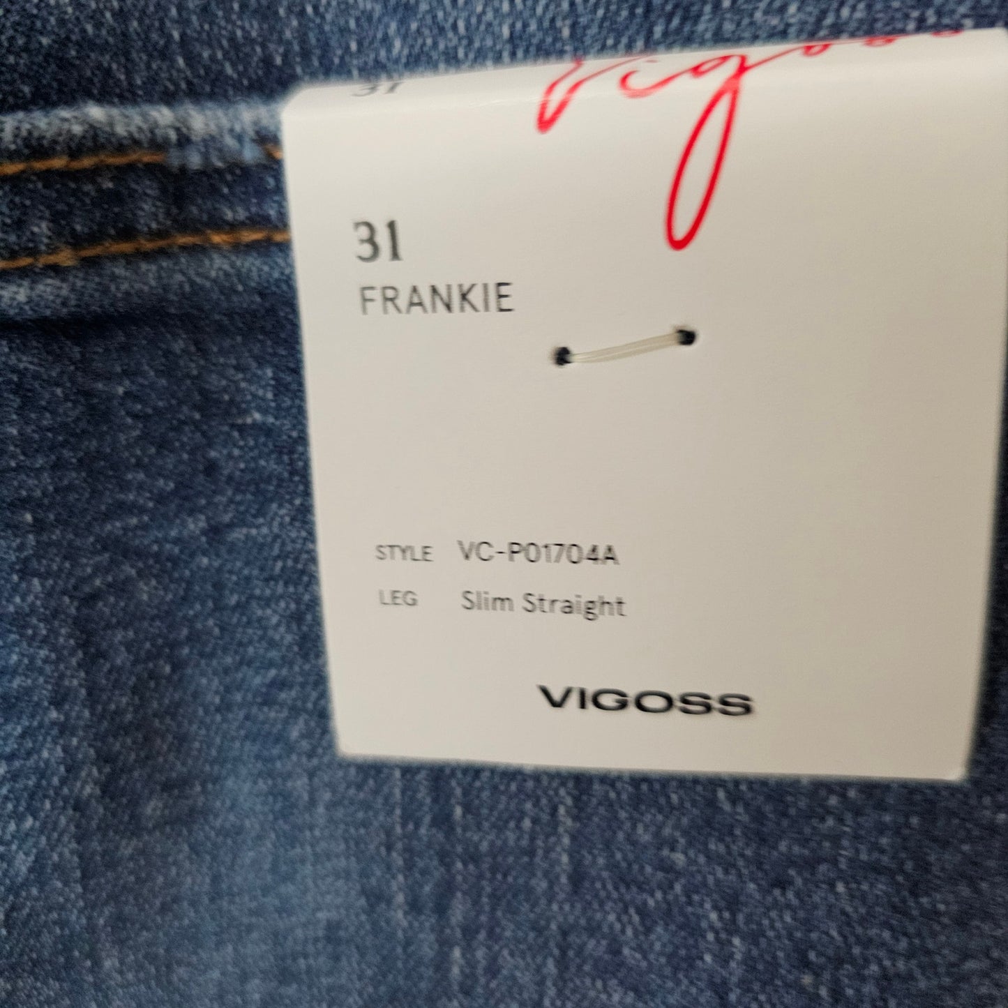 NWT Vigoss Frankie Slim Straight Jeans Womens size 31 Medium Wash