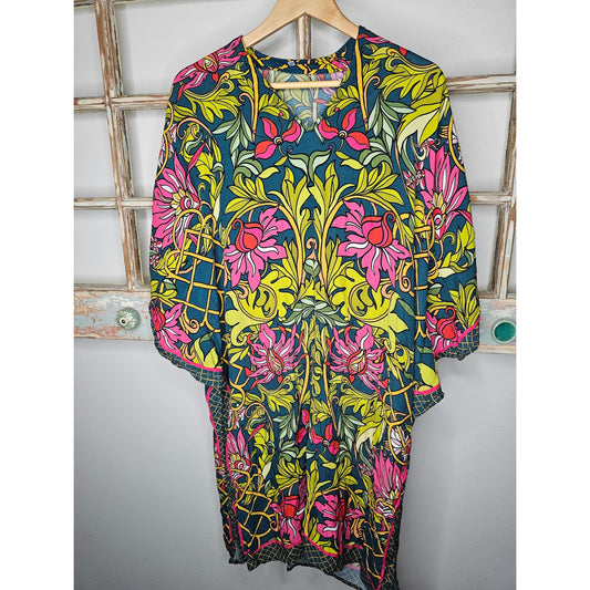 Anthropologie Bl^nk One Size Vibrant Whimsy Floral Kaftan