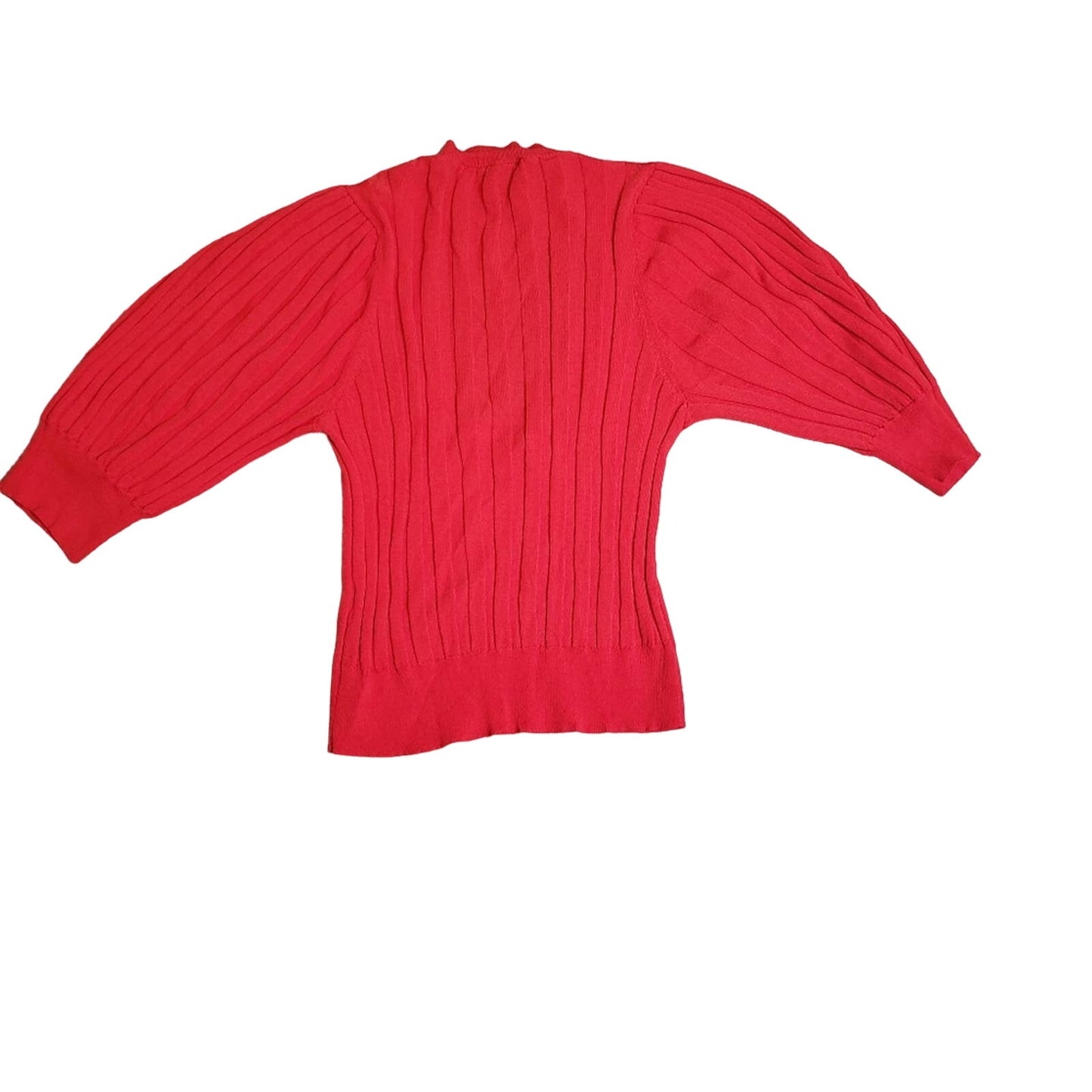 Zara large ribbed ladies size small vibrant red top with deep V-neck