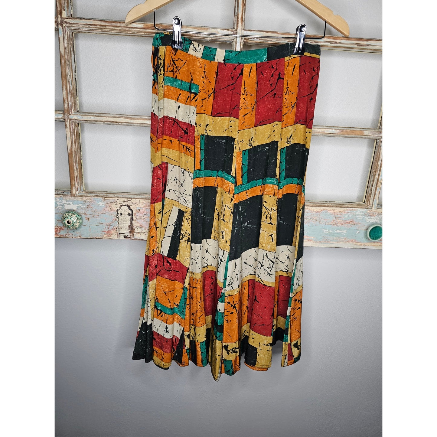 Vintage Argenti Silk Abstract Midi Skirt Ladies size 10