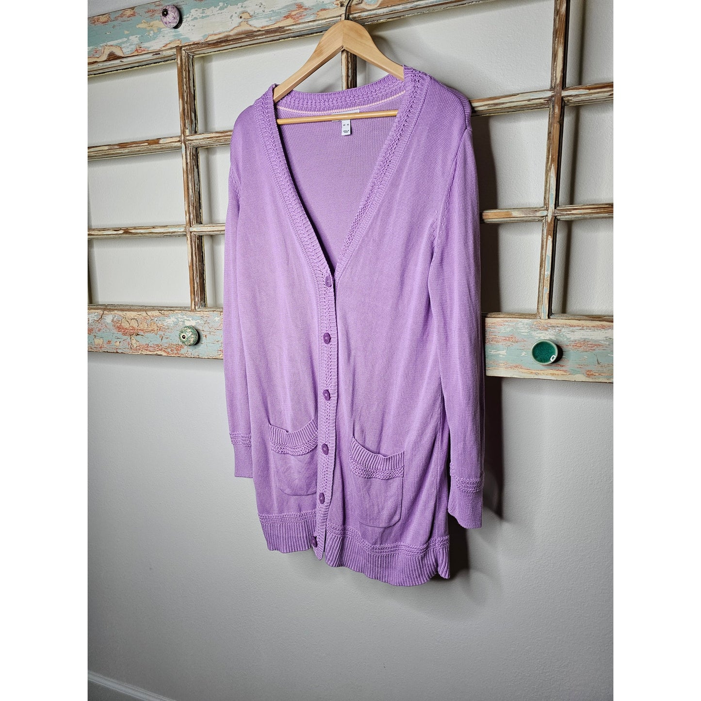 Cardigan by Isaac Mizrahi Purple Button Front Ladies size XL