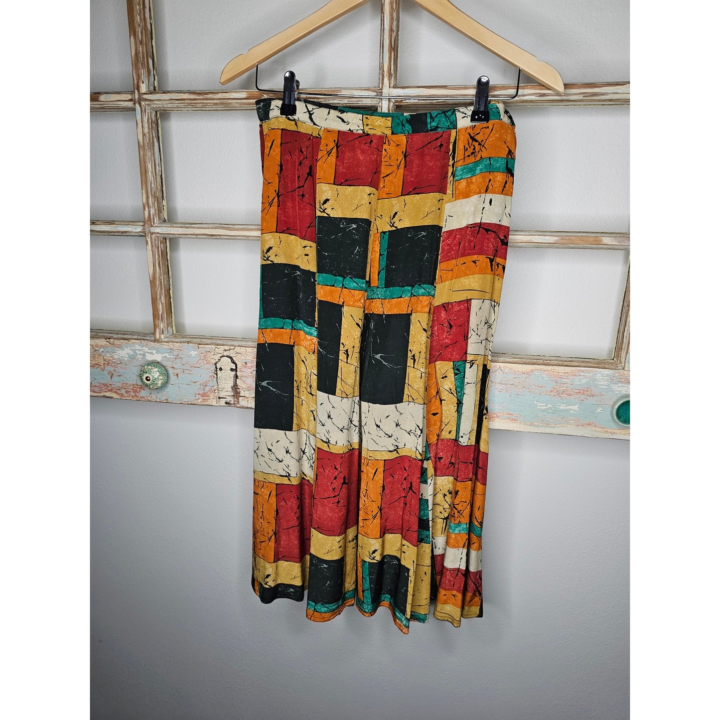 Vintage Argenti Silk Abstract Midi Skirt Ladies size 10