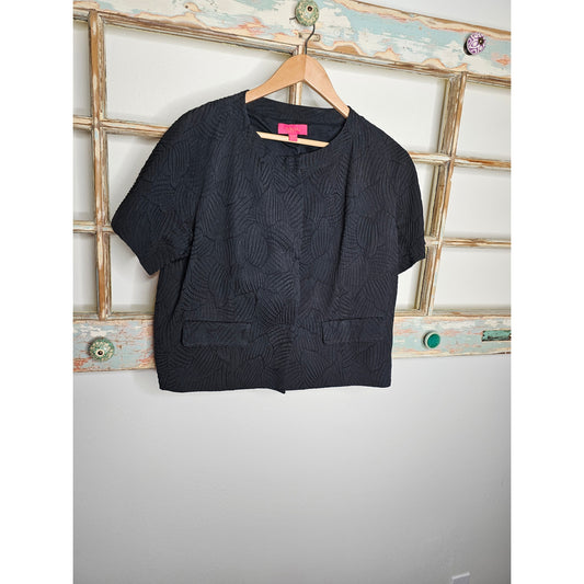 Lavia Black Cropped Short-sleeve Blazer Jacket Ladies size 18
