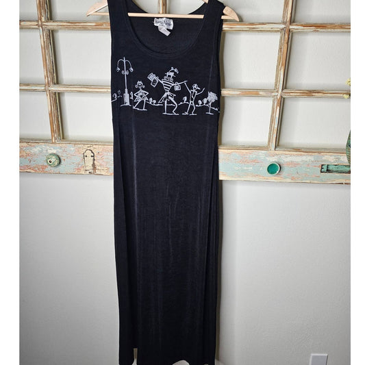 Vintage Ronnie Nicole 80's Whimsical Stick People Dress size 8