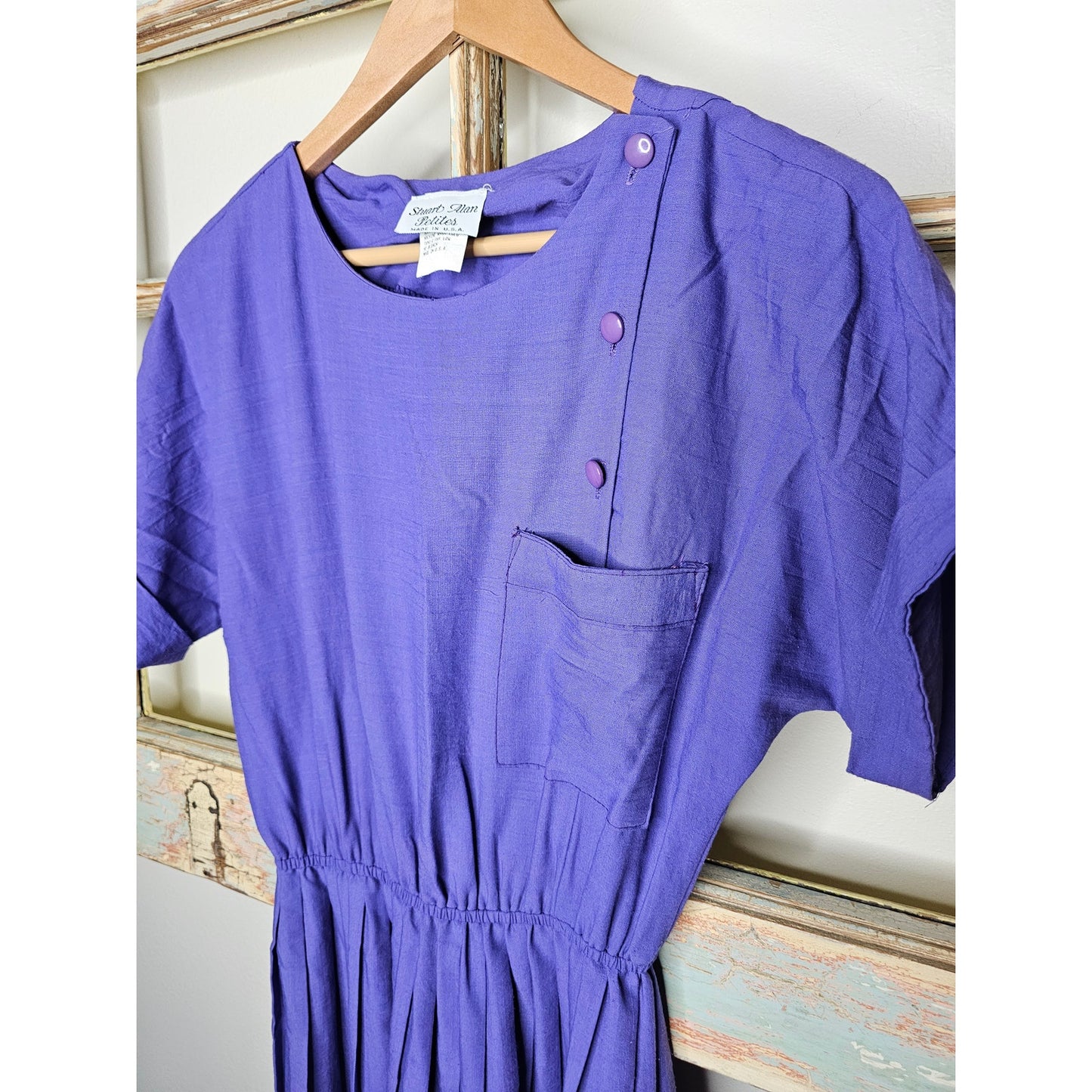 Vintage 70's Purple Dress with pleated skirt ladies size 8