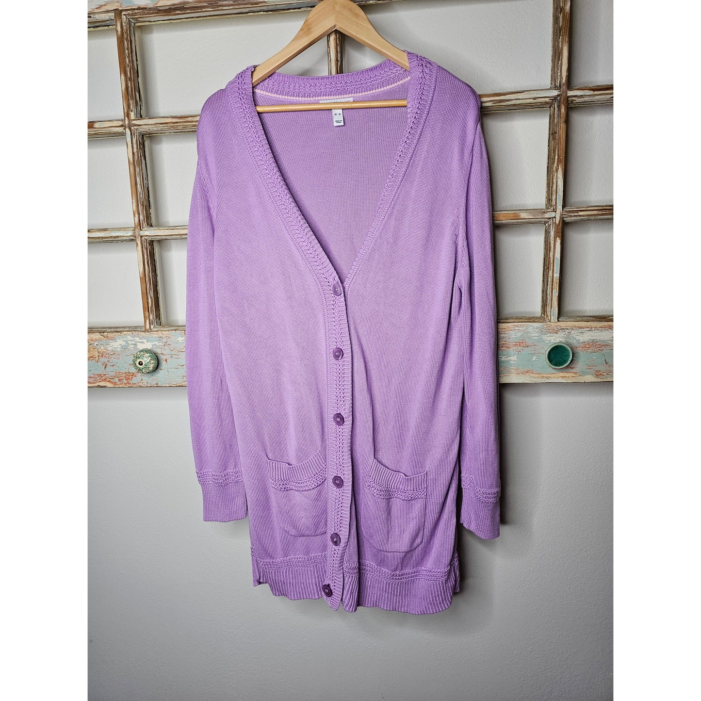 Cardigan by Isaac Mizrahi Purple Button Front Ladies size XL