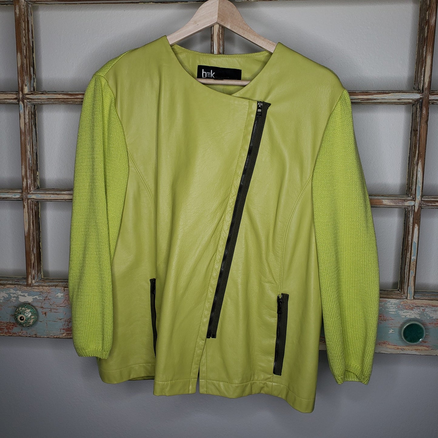 Buchanan & Kang Green Leather Zip-Up Jacket Ladies size Large