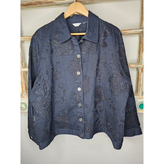 Laura Ashley Women's Navy Blue Jacket Size 1X