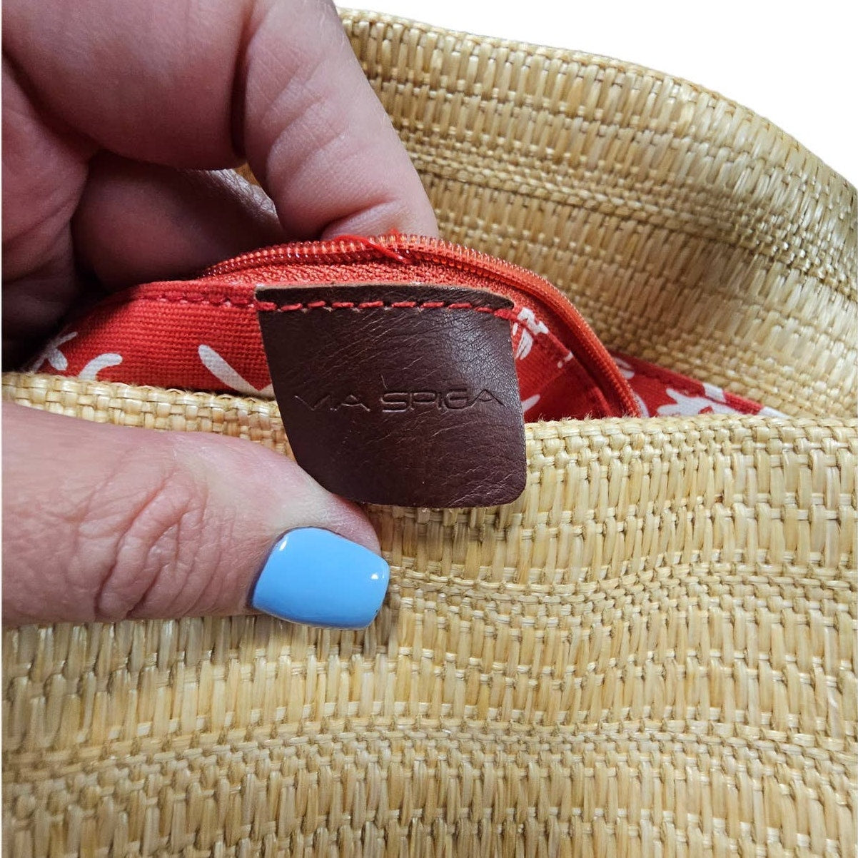 Via Spiga Straw & Leather Shoulder Bag Summer Neutral