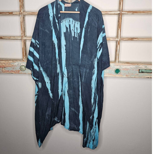 Coco Kai Hawaii 100% rayon Tie Dye Kimono Coverup One Size