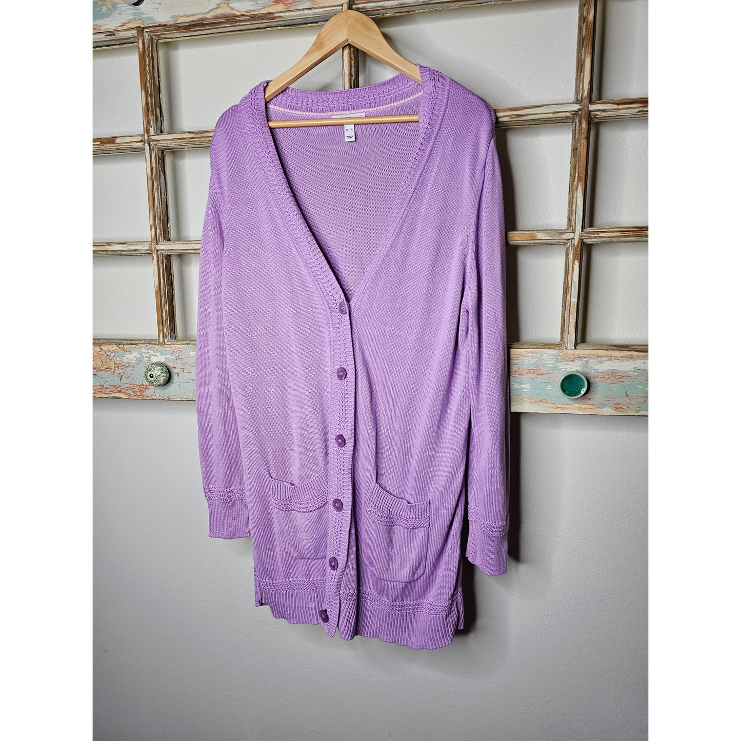 Cardigan by Isaac Mizrahi Purple Button Front Ladies size XL