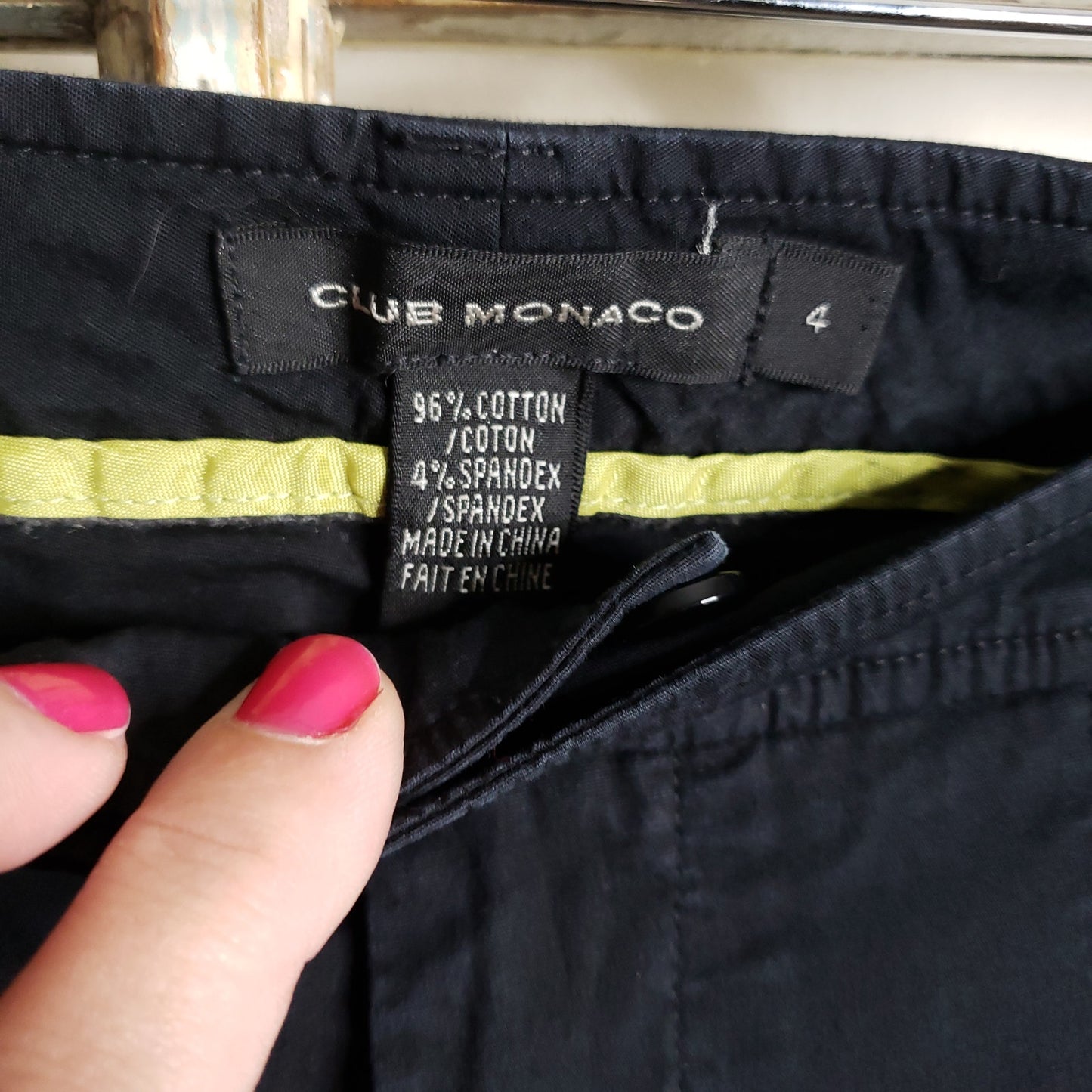 Club Monaco Cotton/Spandex black pants ladies size 4