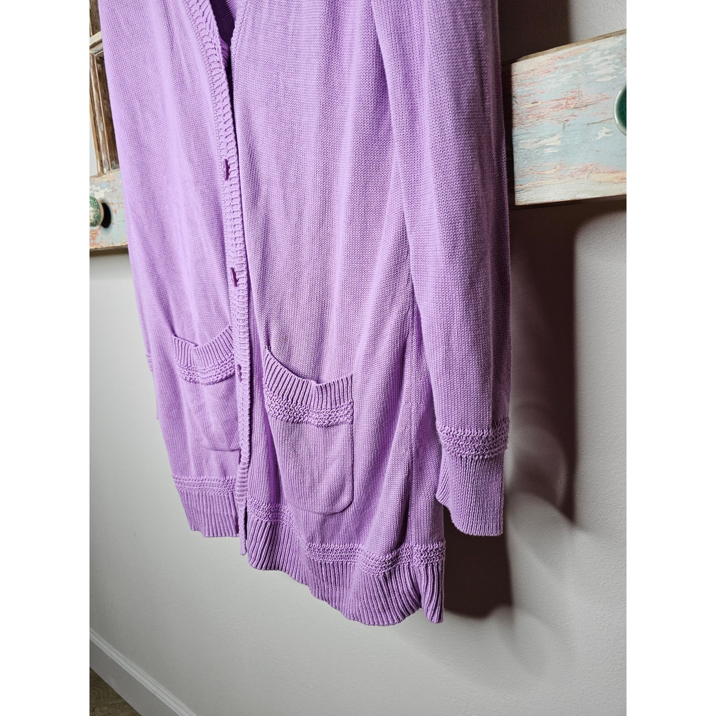 Cardigan by Isaac Mizrahi Purple Button Front Ladies size XL