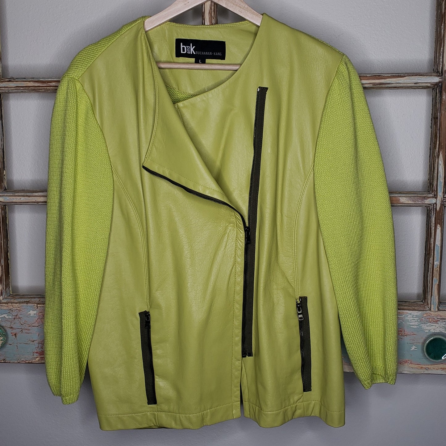 Buchanan & Kang Green Leather Zip-Up Jacket Ladies size Large