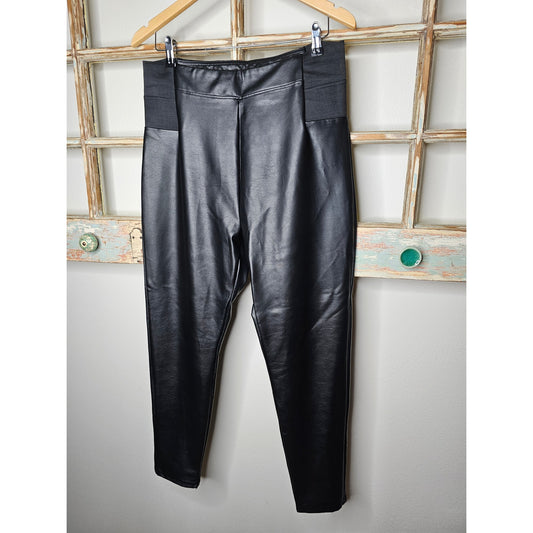 A New Day Black Pleather High Waisted Leggings Ladies size XL