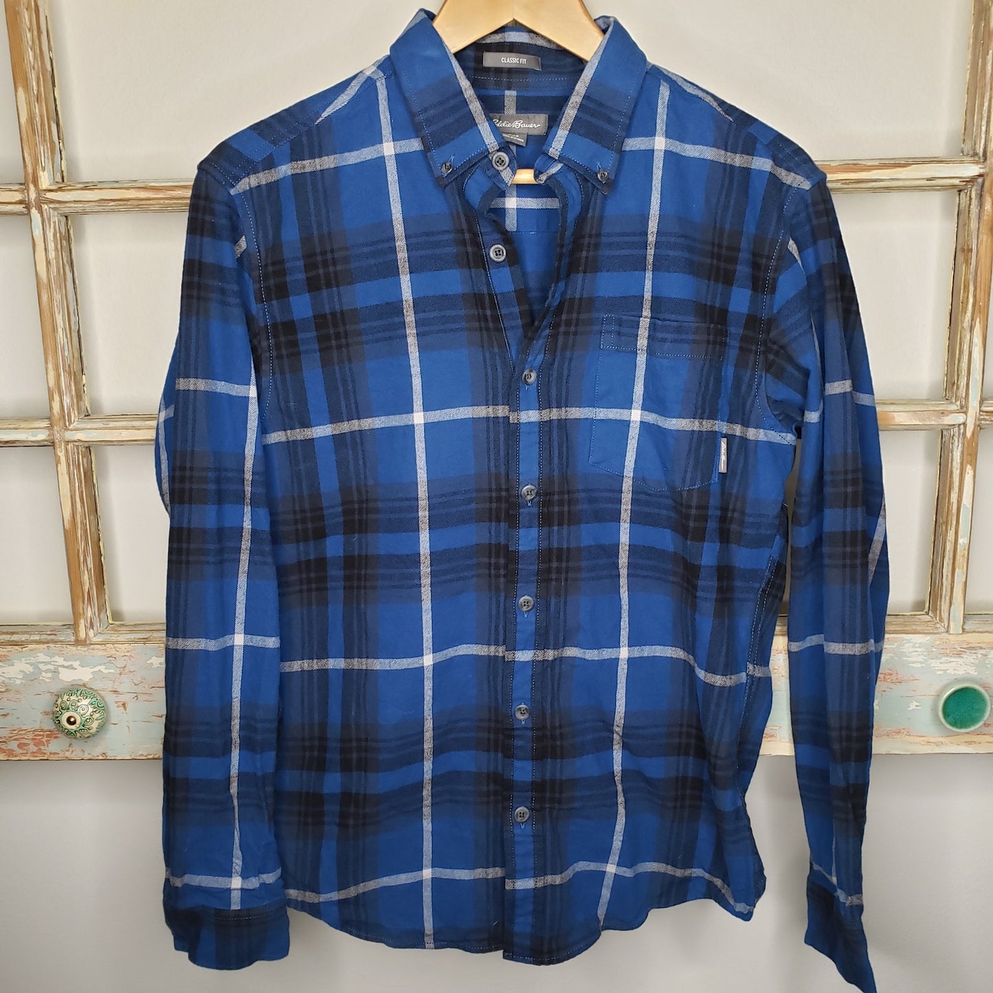 Eddie Bauer flannel men's Long Sleeve Plaid top size small