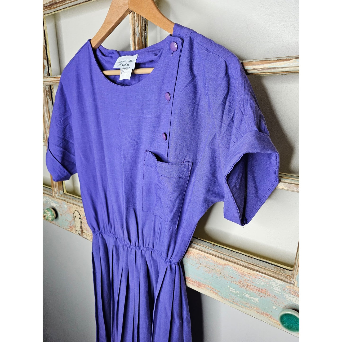 Vintage 70's Purple Dress with pleated skirt ladies size 8