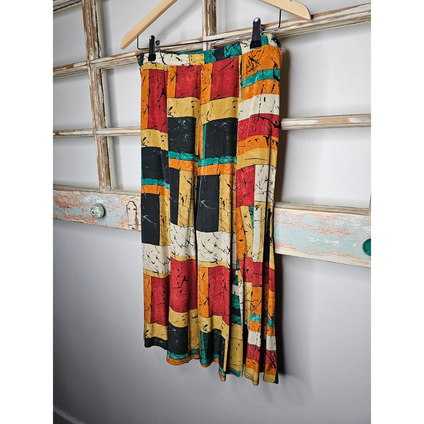 Vintage Argenti Silk Abstract Midi Skirt Ladies size 10