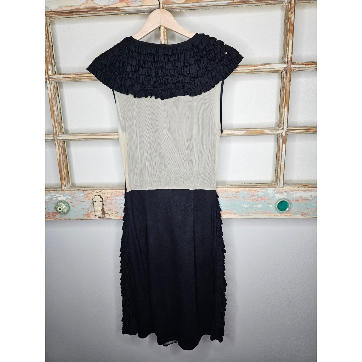 Alessandro Dell' Acqua black Viscose dress with sheer back ladies size 10