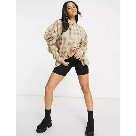 Misguided oversized poplin shirt with volume sleeves size 4