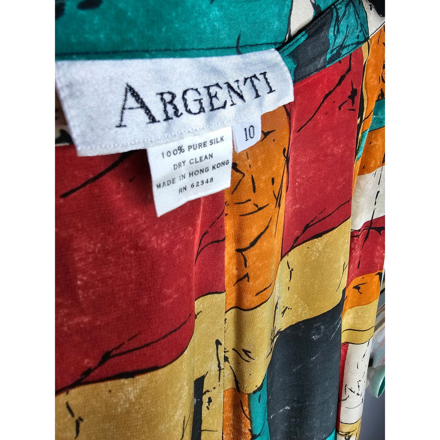 Vintage Argenti Silk Abstract Midi Skirt Ladies size 10