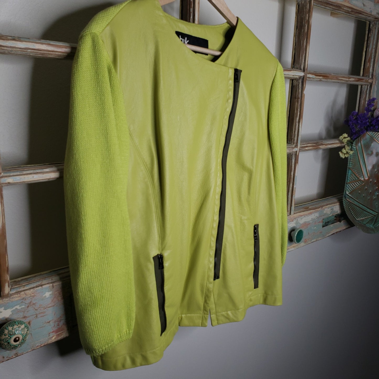 Buchanan & Kang Green Leather Zip-Up Jacket Ladies size Large