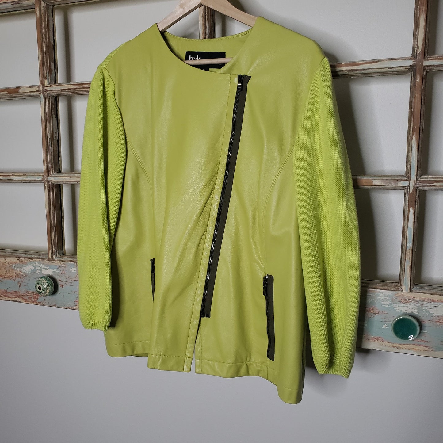 Buchanan & Kang Green Leather Zip-Up Jacket Ladies size Large