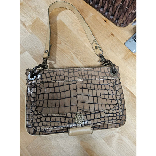 Donald Pliner Leather Alligator Embossed Shoulder Bag