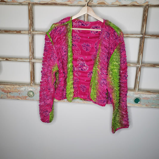 Boho Artesian Reversible Tie-Dye Cropped Jacket size XL