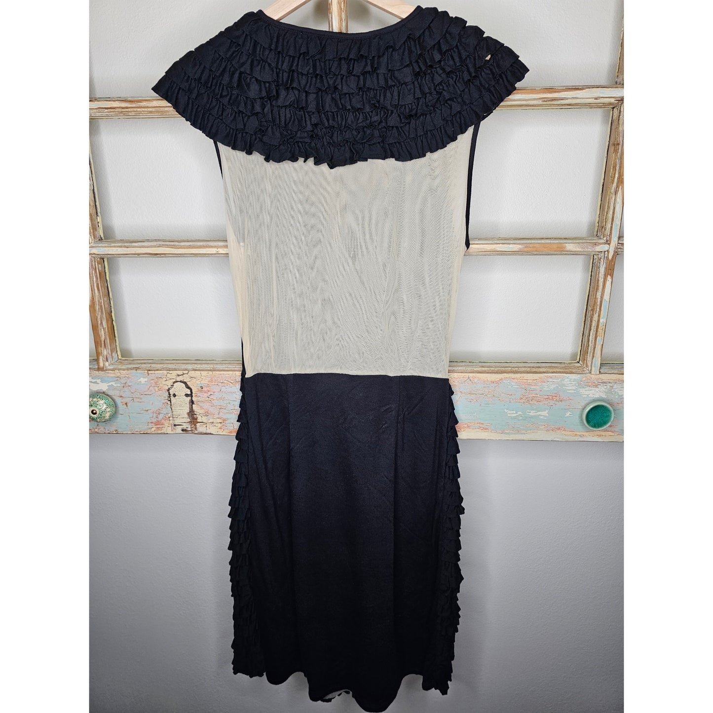 Alessandro Dell' Acqua black Viscose dress with sheer back ladies size 10