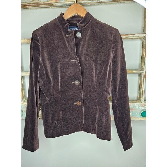 Vintage Velour Brown Jones NY Signature Blazer Ladies size 6