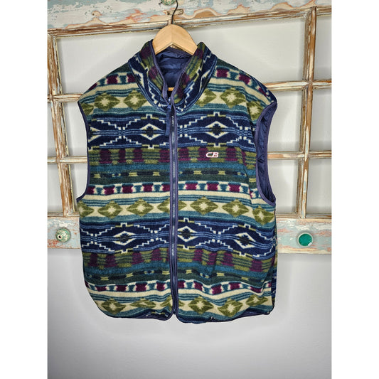 Vintage 90's  Aztec Reversible Ski Snow Winter Vest Men's Size XL